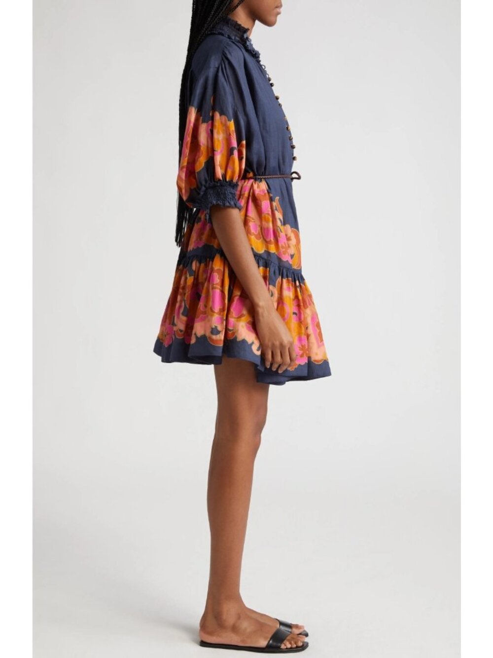 Zimmermann Acadian Paisley Belted Minidress Navy Paisley Sz 3 US 10 - Picture 3 of 6